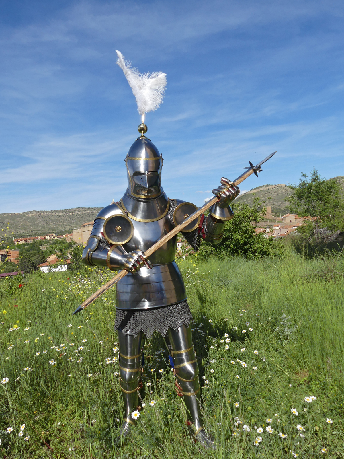 Armour for the beginning of the XV century mainly inspired by depictions from the Altar of St. George of the Valencian school, circa 1410. Spanish armour reproducted from medieval art, worn by my Spanish customer on Spanish soil - it's a wonderful compilation of circumstances, which bring history back to life.