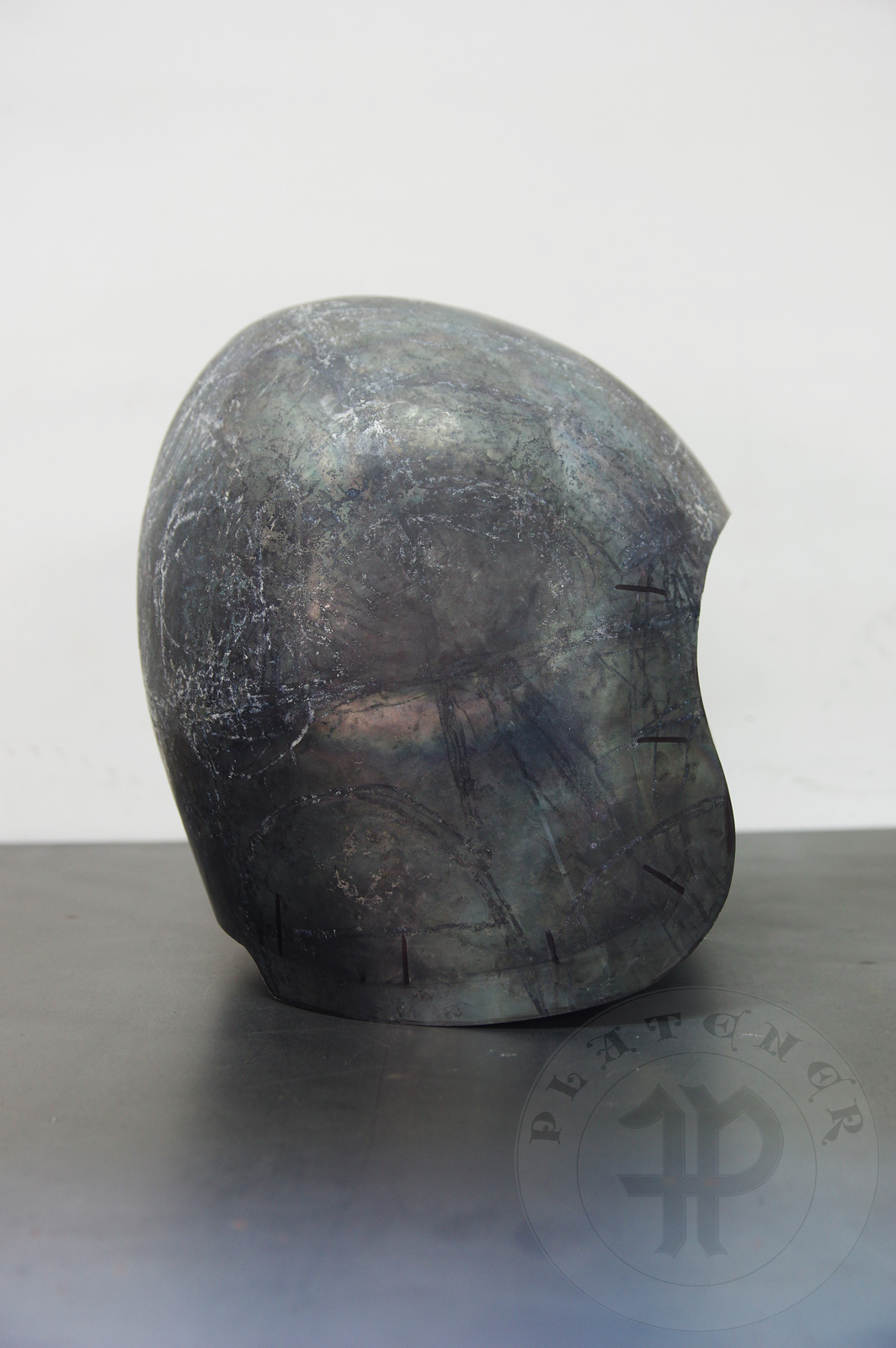 Reproduction of the helmet from Nysa(Poland) equipped with a nasal guard based on the original from Amersfoort (Holland). / Replika hemu z Nysy wyposaona w nosal wzorowany na oryginale z Amersfoort w Holandii.